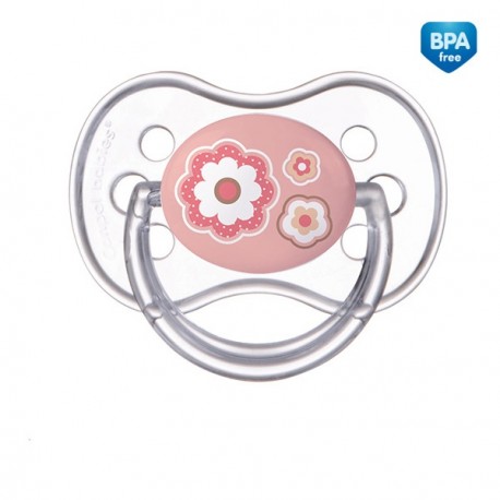 Symmetric silicone soother 0-6 months (1 pc) Newborn baby pink flowers