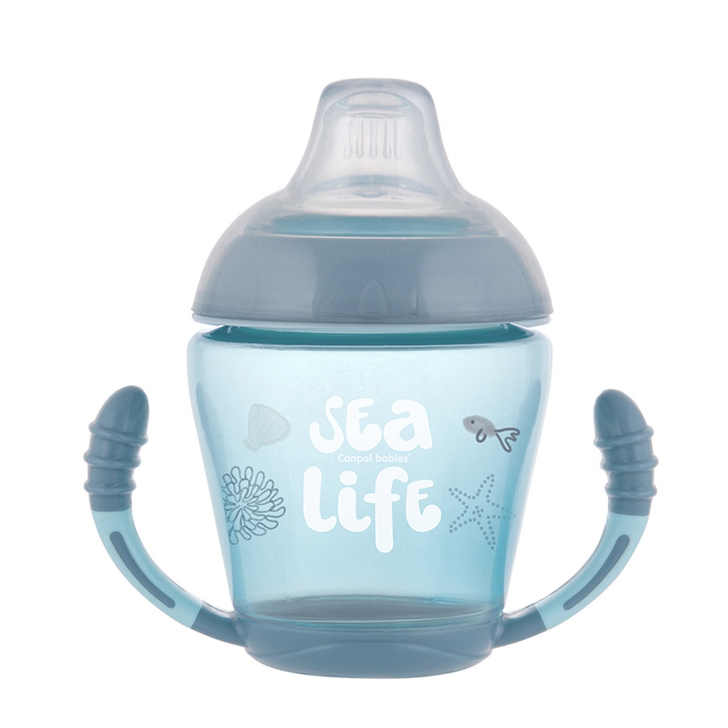 Non-spill cup soft Silicone 230ml sea life grey 56/501