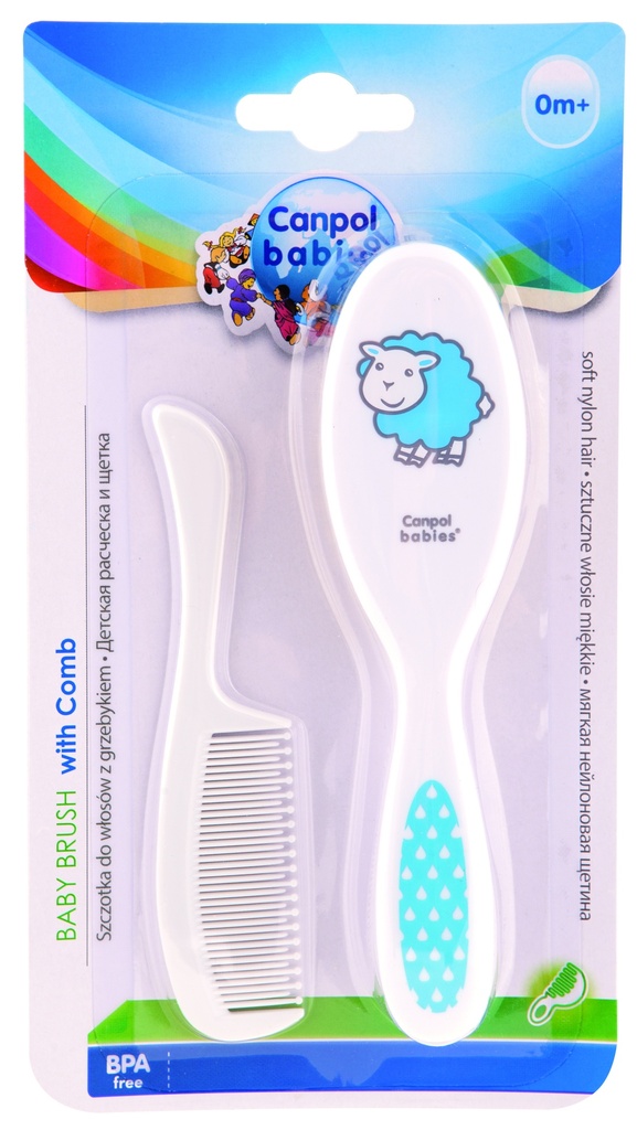 Hairbrush and comb set soft assorted 2/417